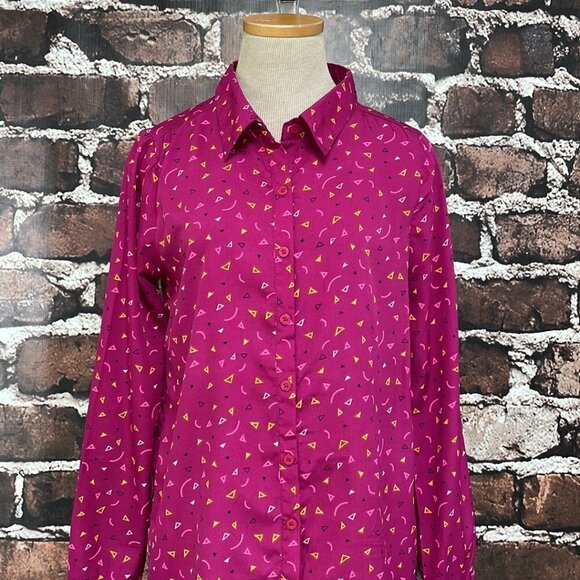 Yumi Shirt Long Sleeve Blouse Button Up Pink Size 2 / 4 - Picture 7 of 17